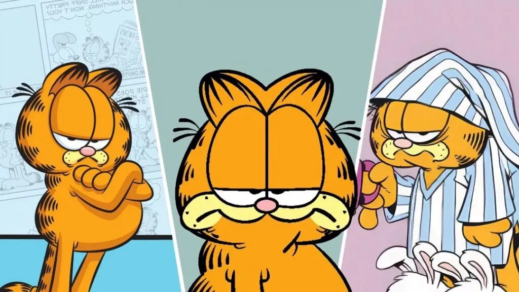 Garfield com diferentes expressões sarcásticas, incluindo poses clássicas que ilustram sua aversão às segundas-feiras.
