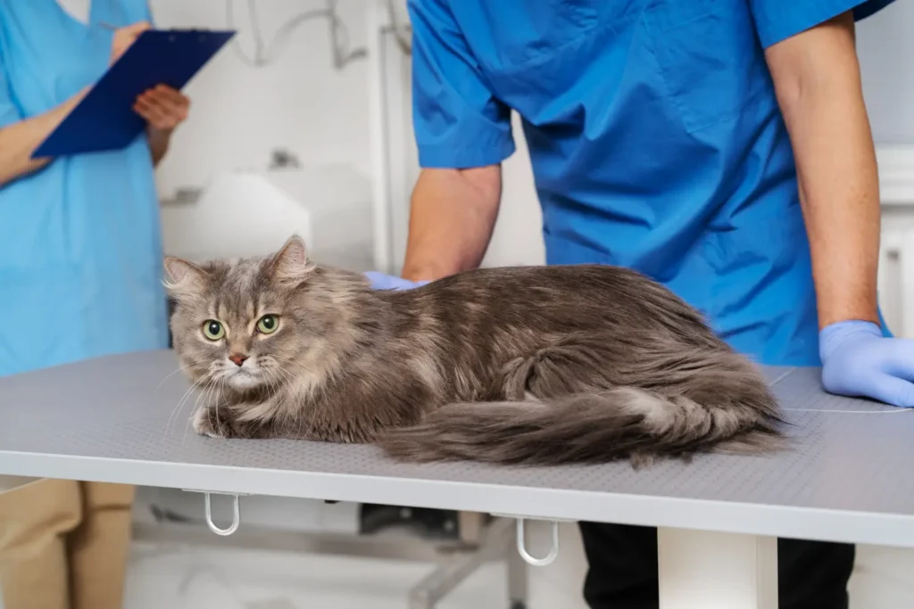 FIV e FeLV: 3 Mitos e Verdades. Que o Tutor Precisa Saber? 6 gato na mesa veterinaria